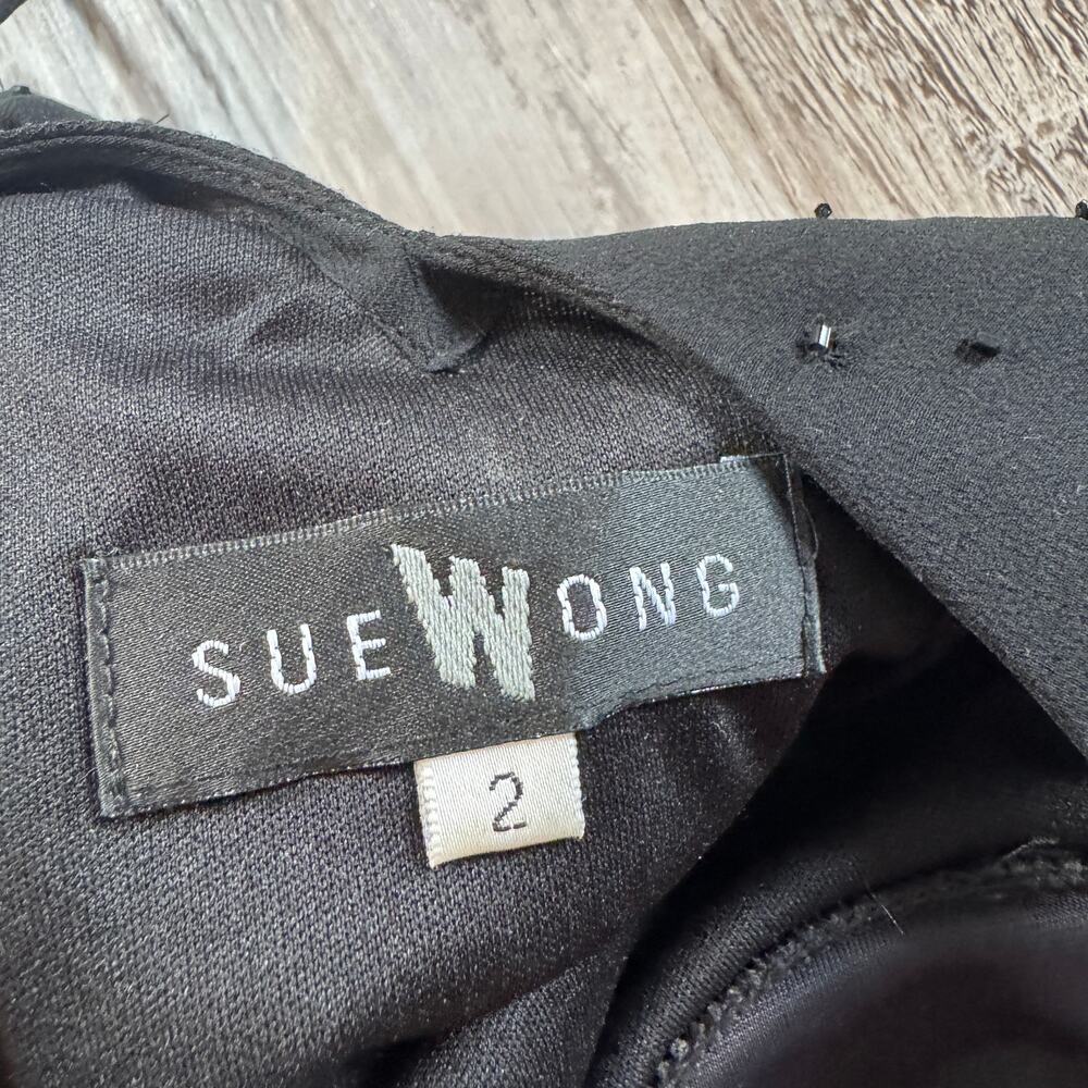 Vintage Sue Wong Y2K Black Silk Beaded Dress Dark Fairy Goth Homecoming Formal 2 - Picture 11 of 13